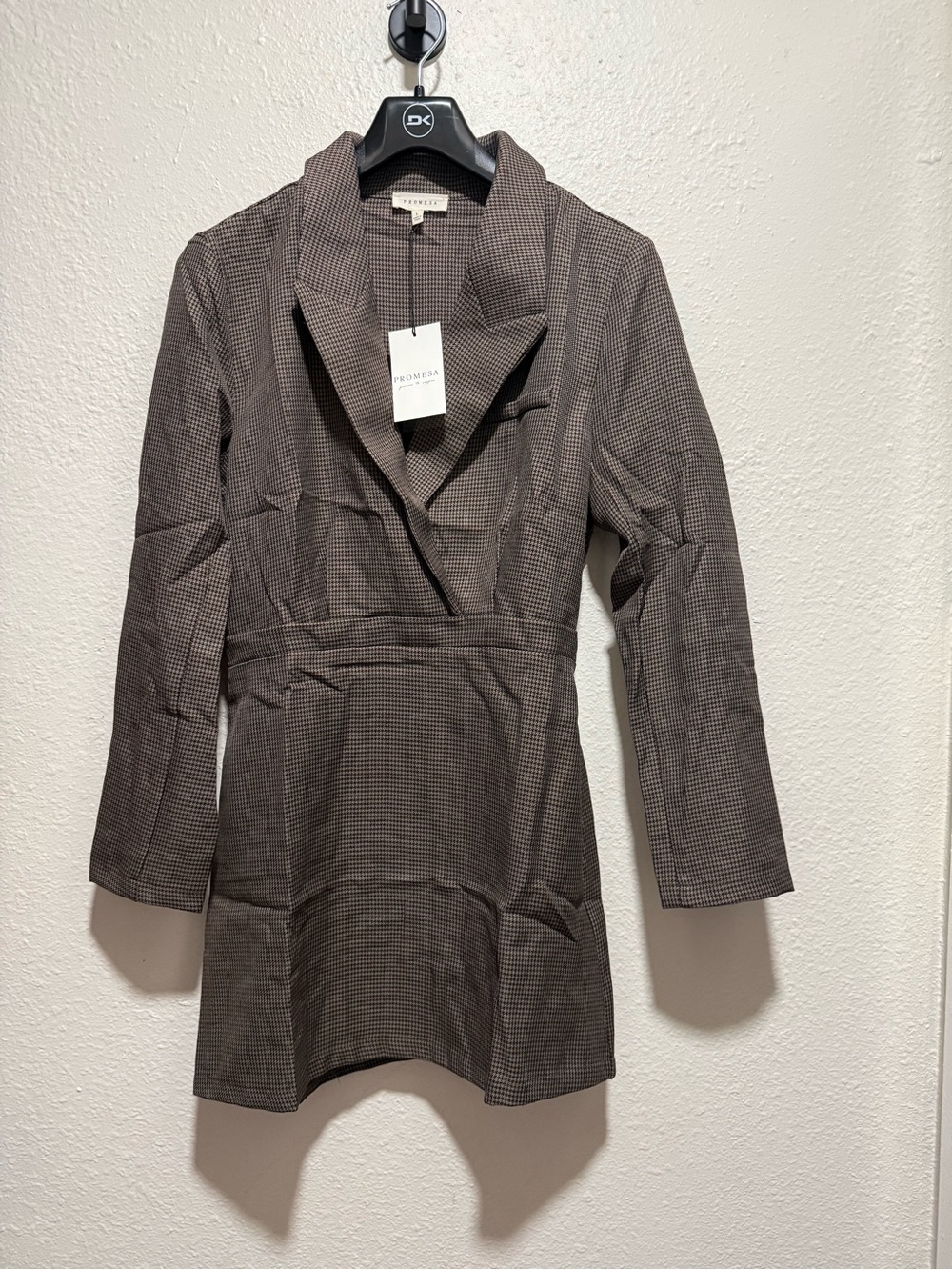 Promesa Brown Houndstooth Blazer Dress